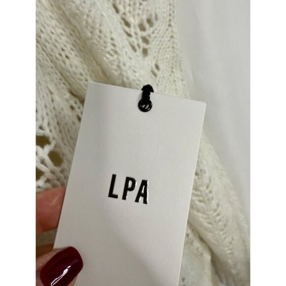NEW LPA Eva Puff Sleeve White Sweater Open Knitted NWT - Size M - Picture 7 of 8